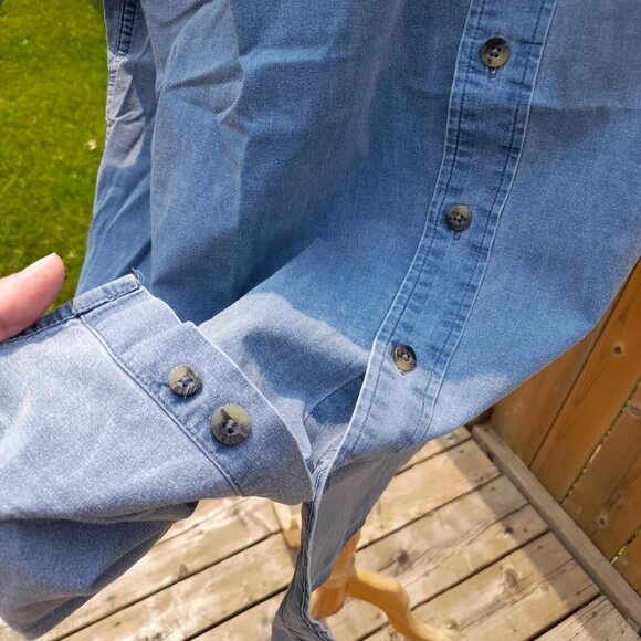 Stonewashed Cotton Shirt Blue Size 2X 56" Chest Wind River Outfitting - Picture 8 of 10